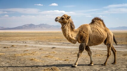 two-humped camel walking