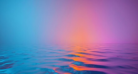 Obraz premium Surreal Water Landscape with Blue, Pink, and Orange Hues, Abstract Liquid Texture.