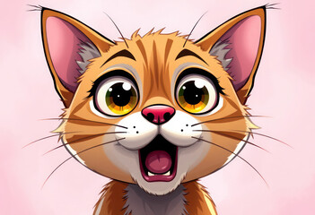 Fototapeta premium Adorable Orange Kitten, Cute Pet, Happy Cat Illustration