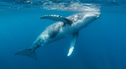 whale swimming underwater
