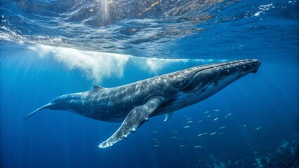 blue whale swimming underwater
