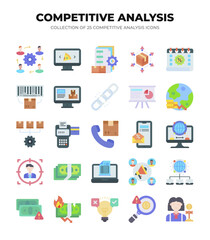 Competitive Analysis Icons. A Visual Guide to Market Research and Business Strategy