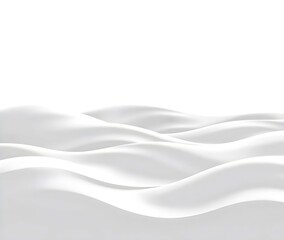 Simple abstract background featuring smooth, flowing white and light grey waves. Upper copy space.