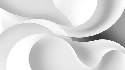 Simple abstract background featuring smooth, flowing white and light grey waves.
