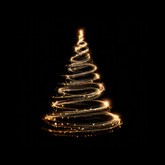 Glowing Christmas tree on black