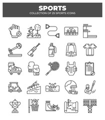 Collection of 25 Sports Icons. Game. Fitness. and Recreation