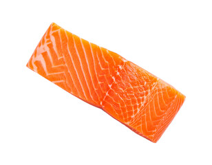 High-resolution studio photo of a fresh salmon fish, floating on pure white background, PNG