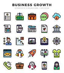 Business Growth Icons Pack Lineal Color Style. Vector illustration.