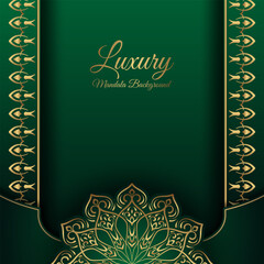 Green background with gold mandala ornaments