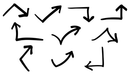 手書きの矢印のイラストセット　ベクター黒