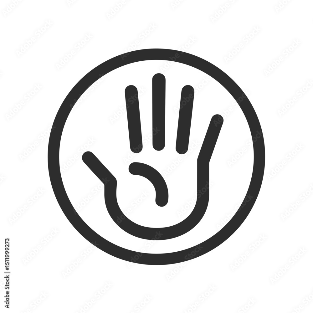 Aufkleber minimalist handprint icon in a circular outline for design use