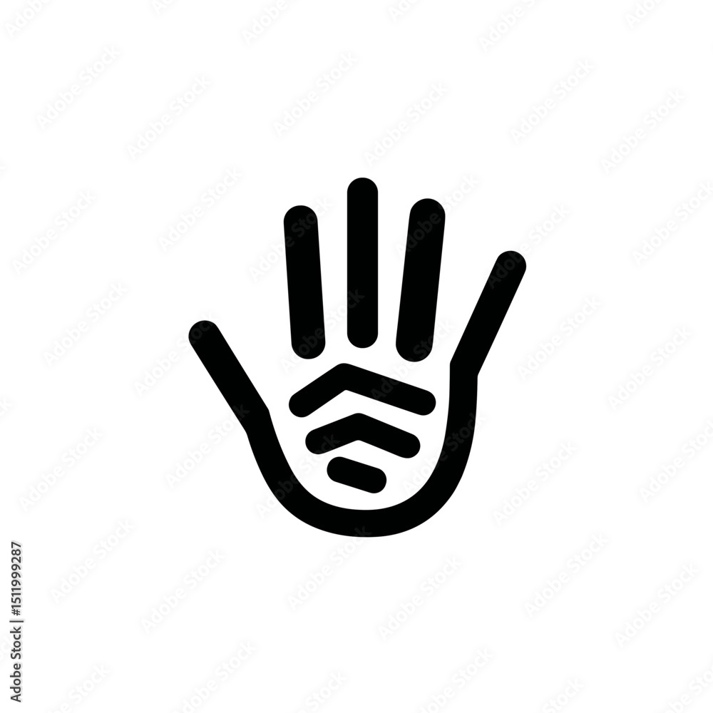Poster minimalist handprint icon with layered lines in black design