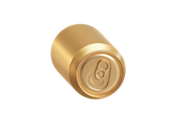 Gold aluminum drink can, transparent background