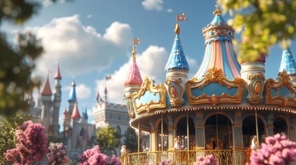 Obraz premium Enchanted Carousel in a Fairytale Setting