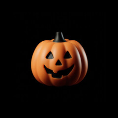 Bright orange pumpkin with carved face design