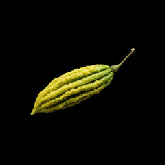 Bitter melon on black background for culinary use
