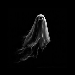 Mysterious ghost figure floating in darkness