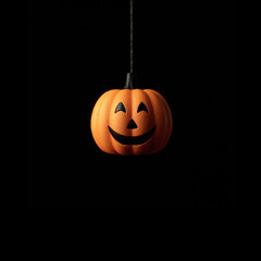 Glowing pumpkin decoration in dark