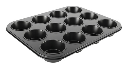 Empty Muffin Tin Baking Pan Isolated on White