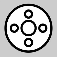 Minimal car rim icon vector with five lug holes and modern aesthetic, great for automotive services, custom wheels, and mechanical engineering projects.