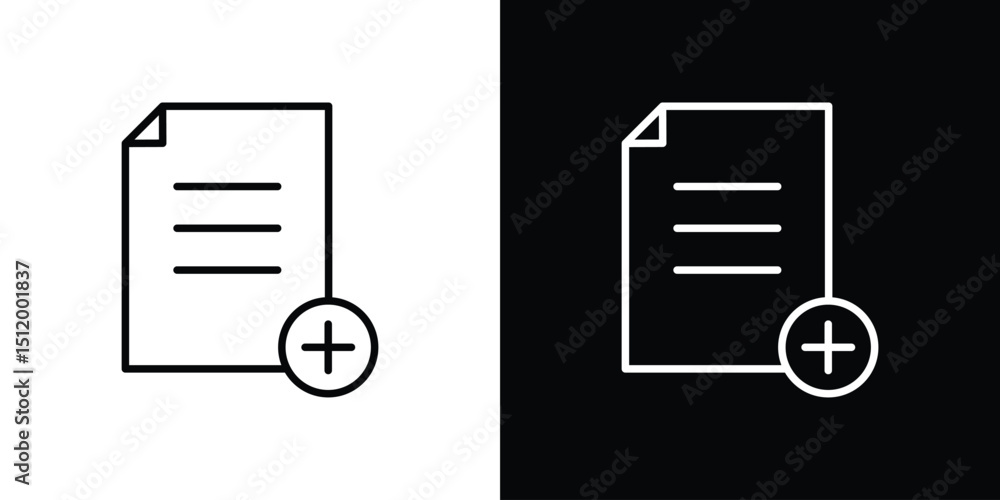 Aufkleber add document icon. simple element illustration. outline and flat symbol design