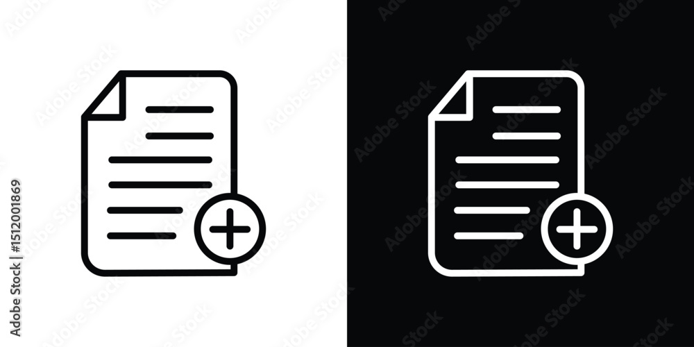 Aufkleber add document icon. simple element illustration. outline and flat symbol design