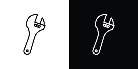 Adjustable wrench icon. Simple element illustration. outline and flat symbol design