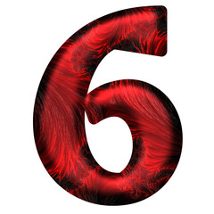 3d red number 6