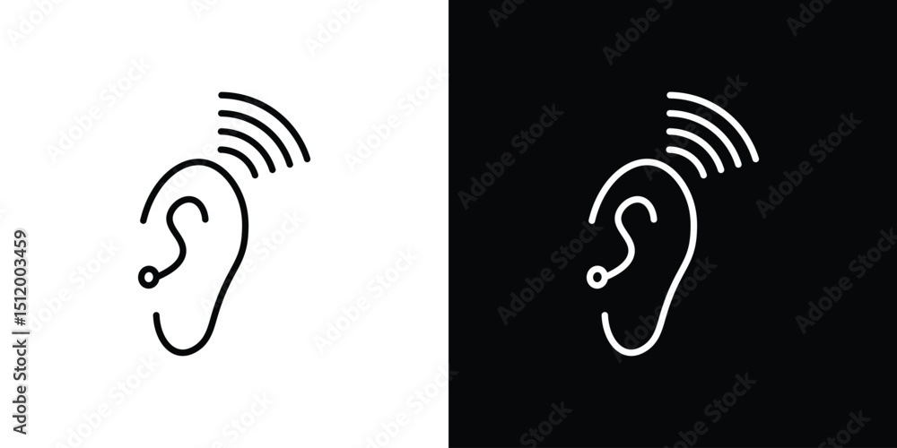 Poster assistive listening systems icon. simple element illustration. outline and flat symbol design