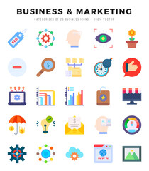 Business & Marketing Icons Pack Flat Style. Vector illustration.