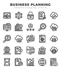 Business Planning Lineal icons collection. 25 icon set. Vector illustration.
