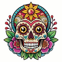 skull with flowers