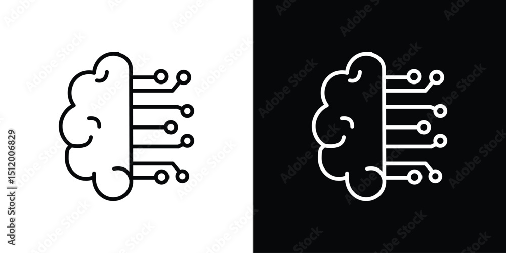 Poster brain circuit icon. simple element illustration. outline and flat symbol design