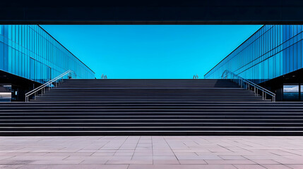 Fototapeta premium Modern Staircase Leading To Empty Open Skyway
