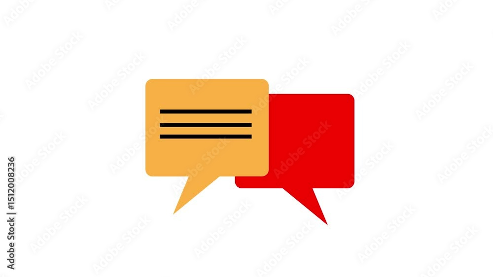 Poster animated conversation bubbles illustrating dialogue and communication on a clean white background fo