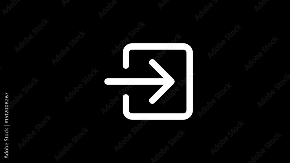 Poster simple animated exit icon on black background for website application ux ui design digital concept