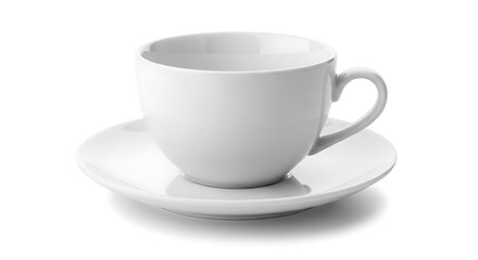 Obraz premium White Coffee Cup on Saucer: Empty Coffee Cup on White Background