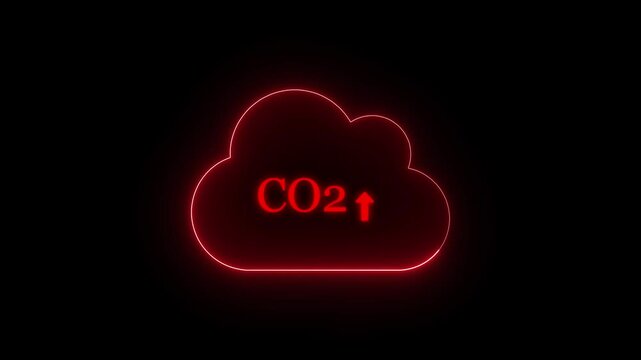 Animated neon cloud representing rising co2 levels a visualization for climate change concerns and environmental issues