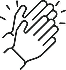 Two simple hands are clapping and making noise in this picture, showing a symbol of praise and congratulations, all in black line art.