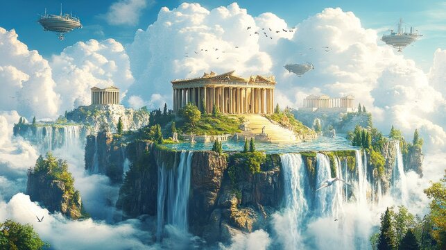 Aetherial Olympus: Floating Island Paradise
