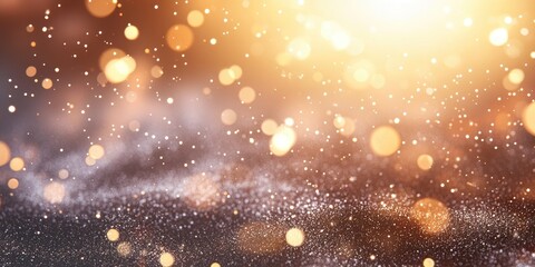 Magical golden glitter sparkle event background with bokeh lights