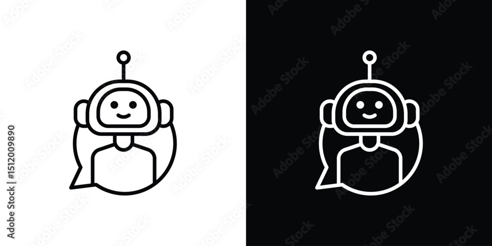 Poster chatbot speech bubble icon. simple element illustration. outline and flat symbol design