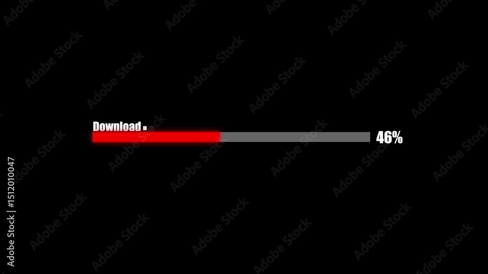 Poster animated download bar progress indicator shows progress with 27 percentage complete on a black backg