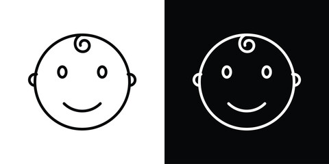 Child head icon. Simple element illustration. outline and flat symbol design