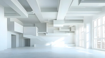 White Minimalist Architectural Interior Design