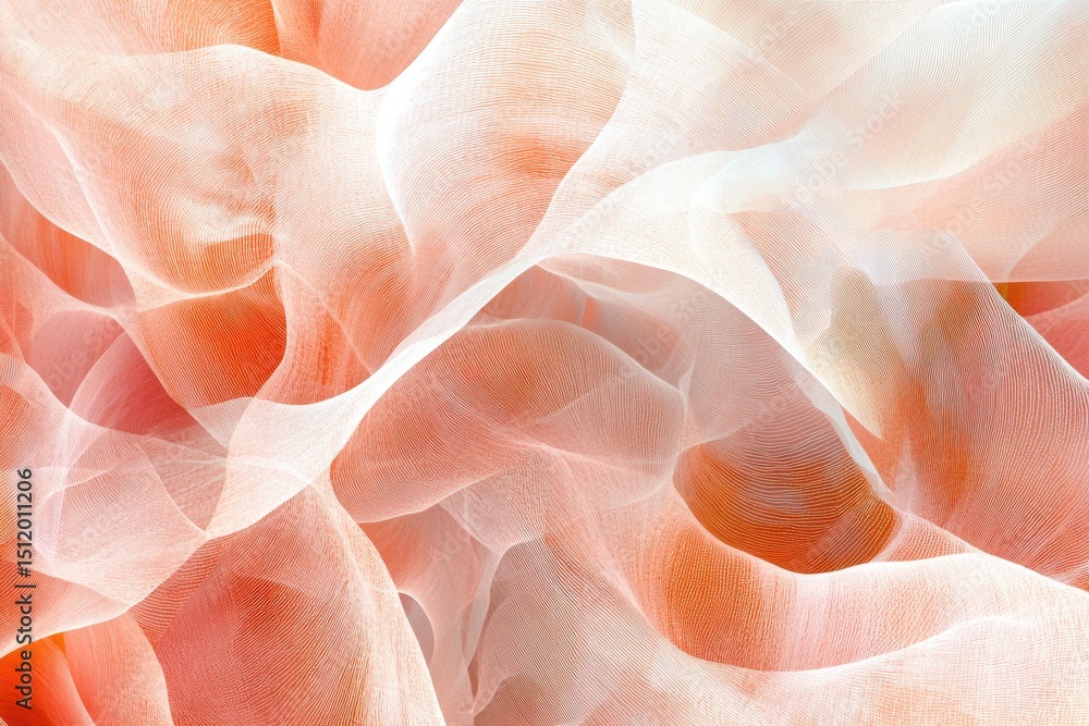 Poster elegant abstract waves of soft beige and pink curves with subtle shadows