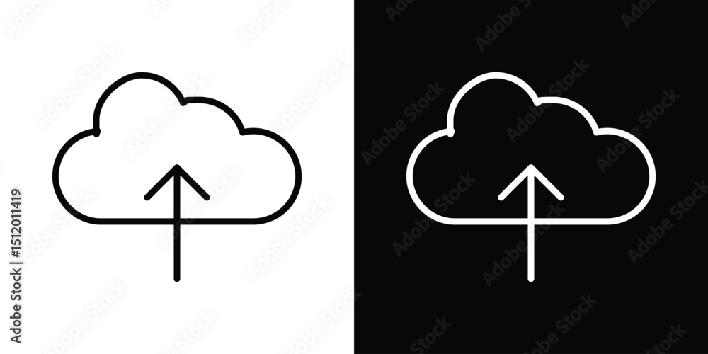 Poster cloud upload icon. simple element illustration. outline and flat symbol design