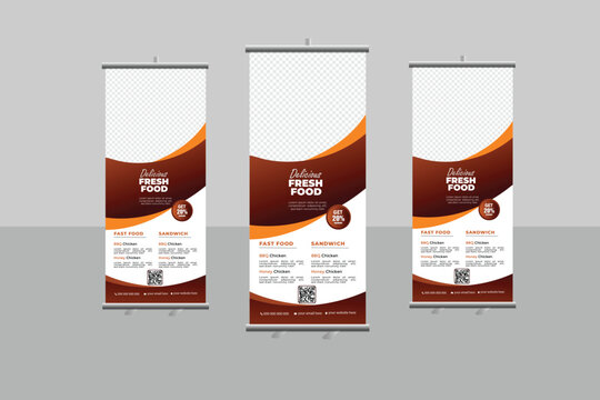 Food rollup banner design templete