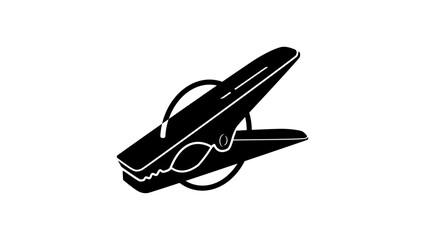 Plastic clothespin, black isolated silhouette