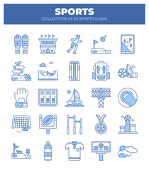 Collection of 25 Sports Icons. A Visual Guide to Various Athletic Activities and Equipment